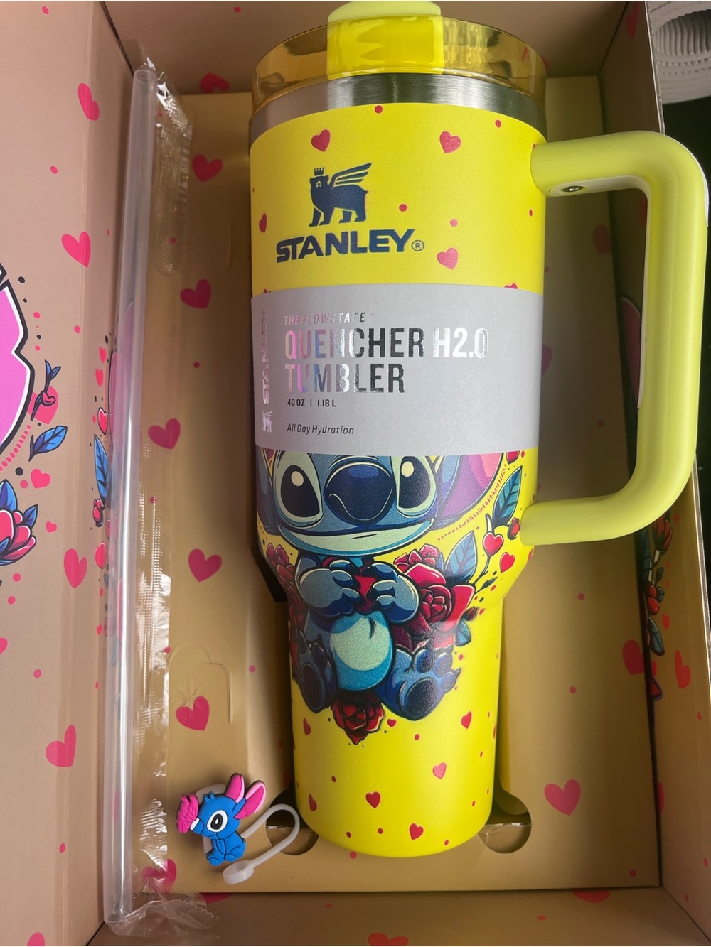 🆕 STANLEY 40 oz. Lilo & Stitch Tumbler yellow rare nwt box flowstate gift box
